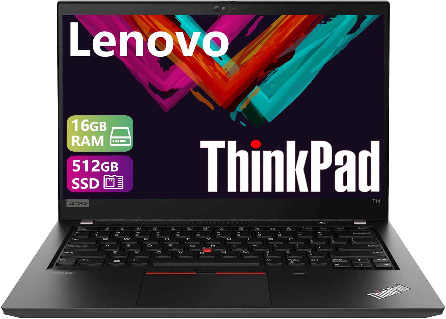 Lenovo Thinkpad T14 Gen 1 Notebook Professionale 14" Full HD Intel Core i5-10310U, 16GB DDR4 RAM, 512GB SSD, Tastiera US, Windows 11 Pro (Rifatti)