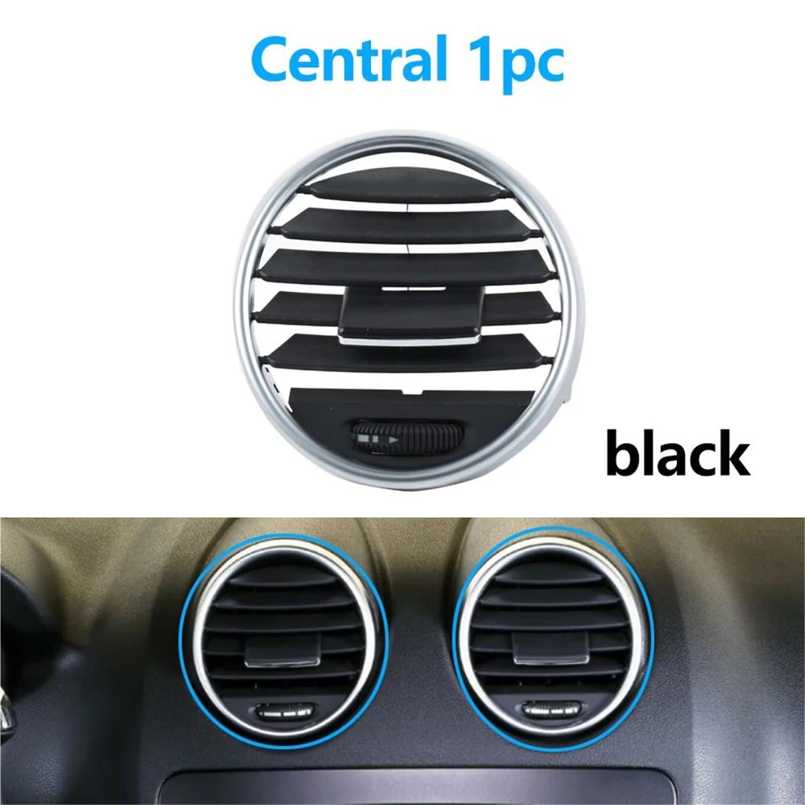 Bocchetta AC Cruscotto L/R griglia ventilazione aria condizionata pannello uscita per Mercedes per Benz W164 per M 164 per ML GL classe 300 350 400 450 05-12(Black Central 1pc)