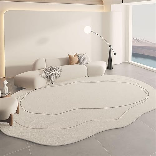 CAFETU Alfombra lavable de imitación de cachemira de forma irregular para sala de estar, dormitorio, moderna alfombra abstracta decorativa