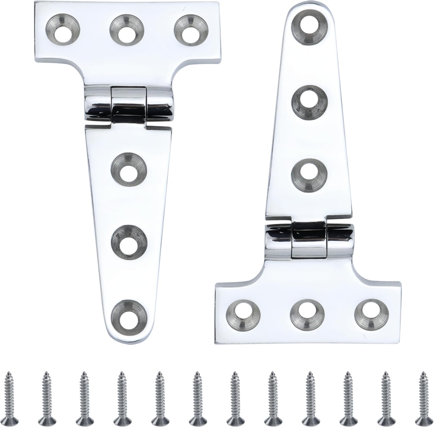 SHENGHUISS 316 Stainless Steel T Hinge Heavy Duty Boat Hinges Marine Grade Casting Strap Cabinet Door Hinge W/Fasteners 2/4 Pack with Screws for Boat/Yacht/Door/Window/RV (4 inch/6 inch/8 inch)