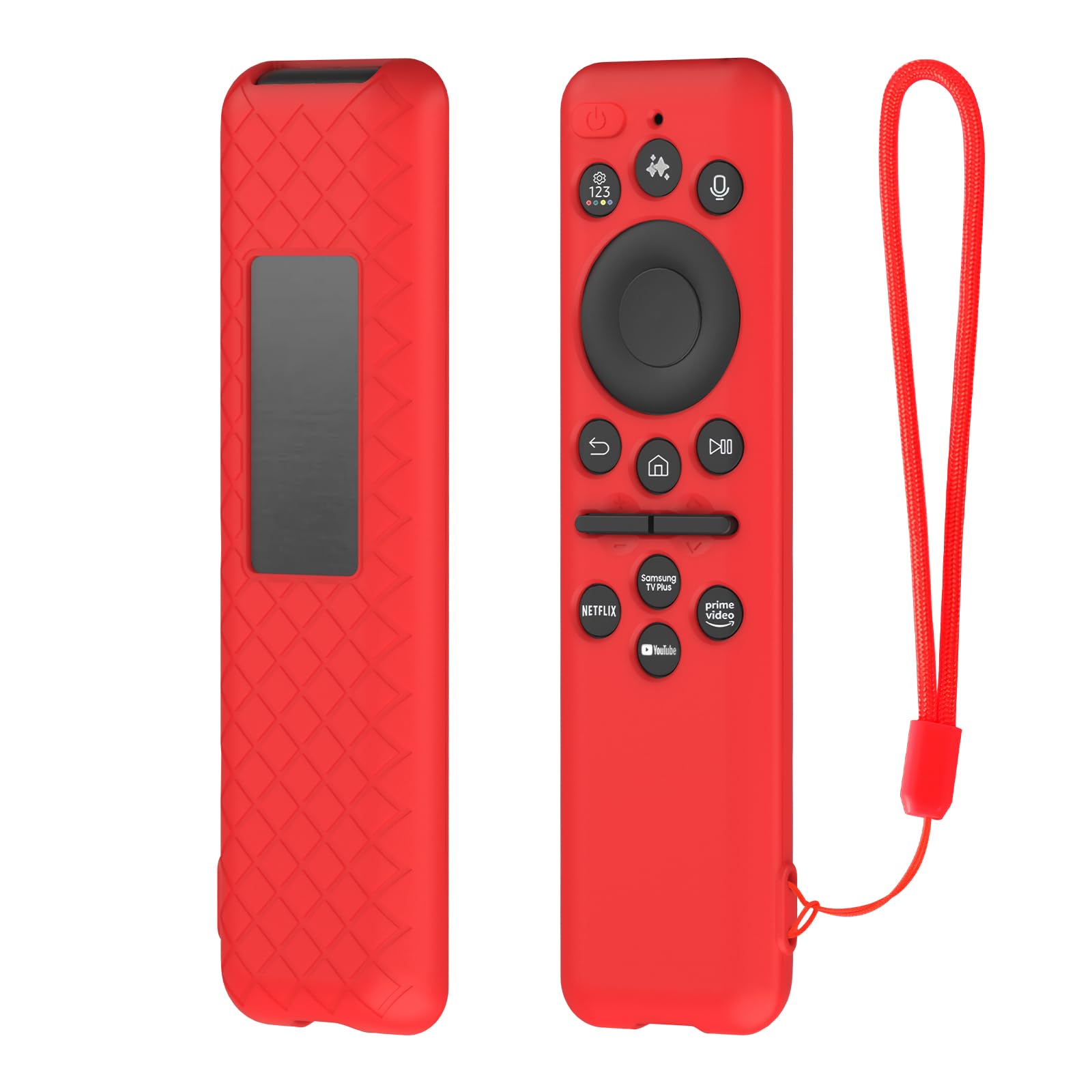 RAYA Silicone Cover for Samsung Solar Cell Remote TM2360E Protective Case with Loop BN59-01432A [ Fit for Samsung Crystal 4K Vivid Series/Dynamic Series/Crystal Vision 4K Series ] (RED)-image-37