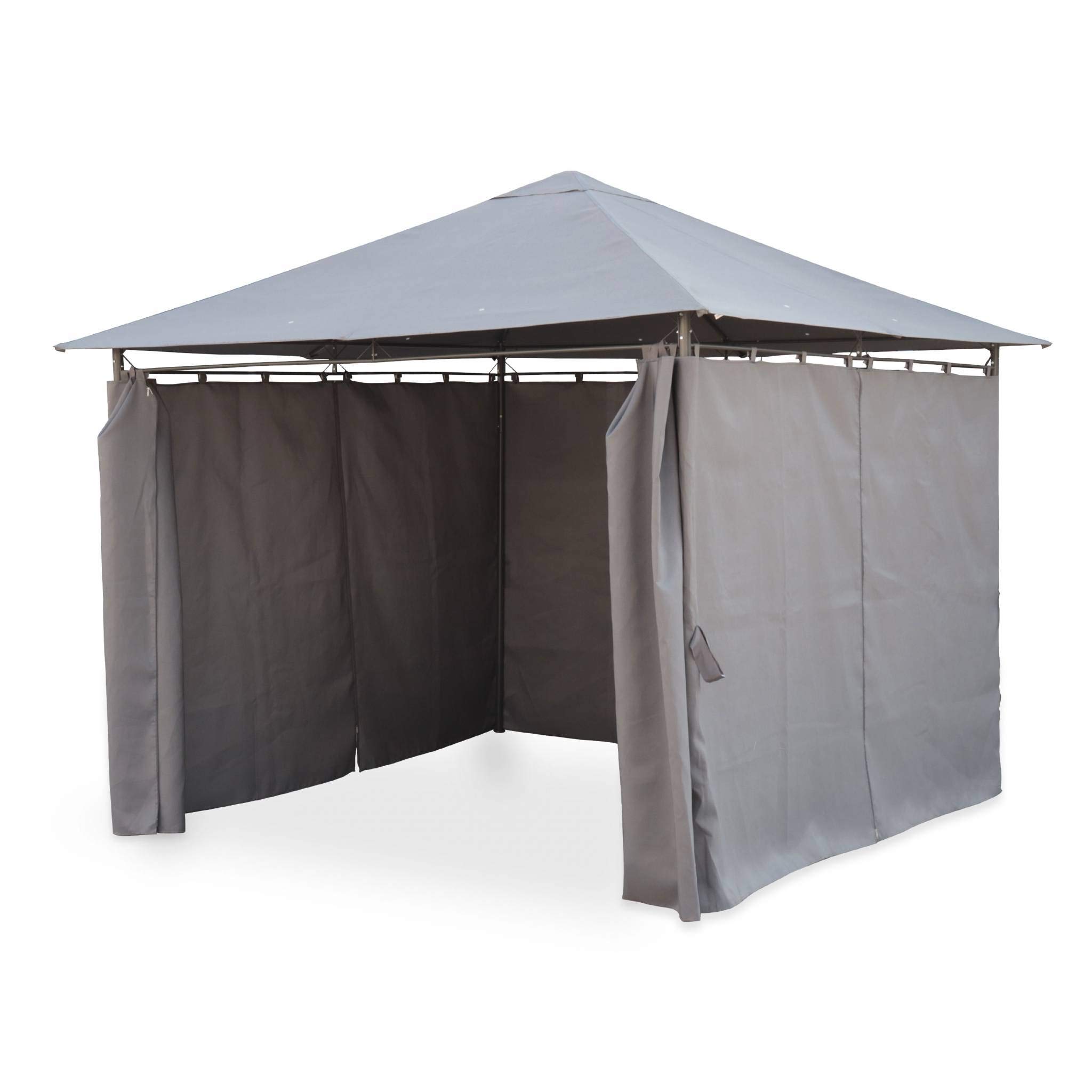 Alice's Garden - Tonnelle 3x3 m - Elusa - Toile Grise - Pergola avec Rideaux. Tente de Jardin. Barnum. chapiteau. réception