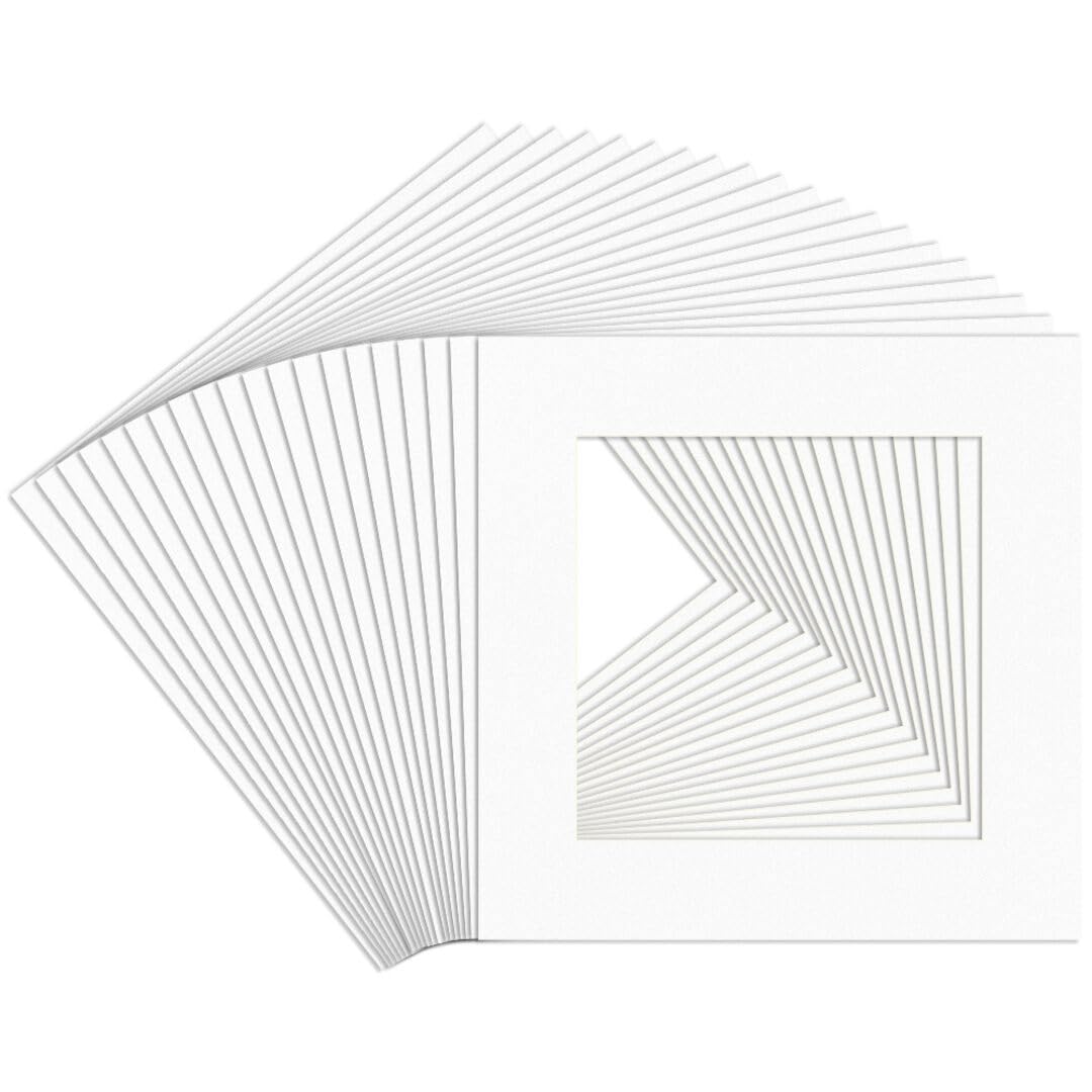 Procut Global 60x60cm White Picture Mounts Board to Fit 40x40cm Aperture Size - Photo Mount Card Ideal for Prints, Artwork, Crafts & Certificates - Sizes & Colors Available - Pack of 20 — image 1