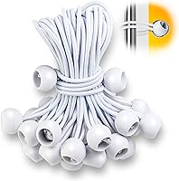 Vista 1 de 50 cuerdas elásticas para bolas, resistentes con bolas para toldo, lona, carga, tienda de campaña, resistente a los rayos UV (15 pulgadas)