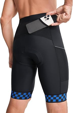 ARSUXEO Mens Padded Bike Shorts Cycling Shorts with Easy-Access Pockets Bicycle Biking Shorts
