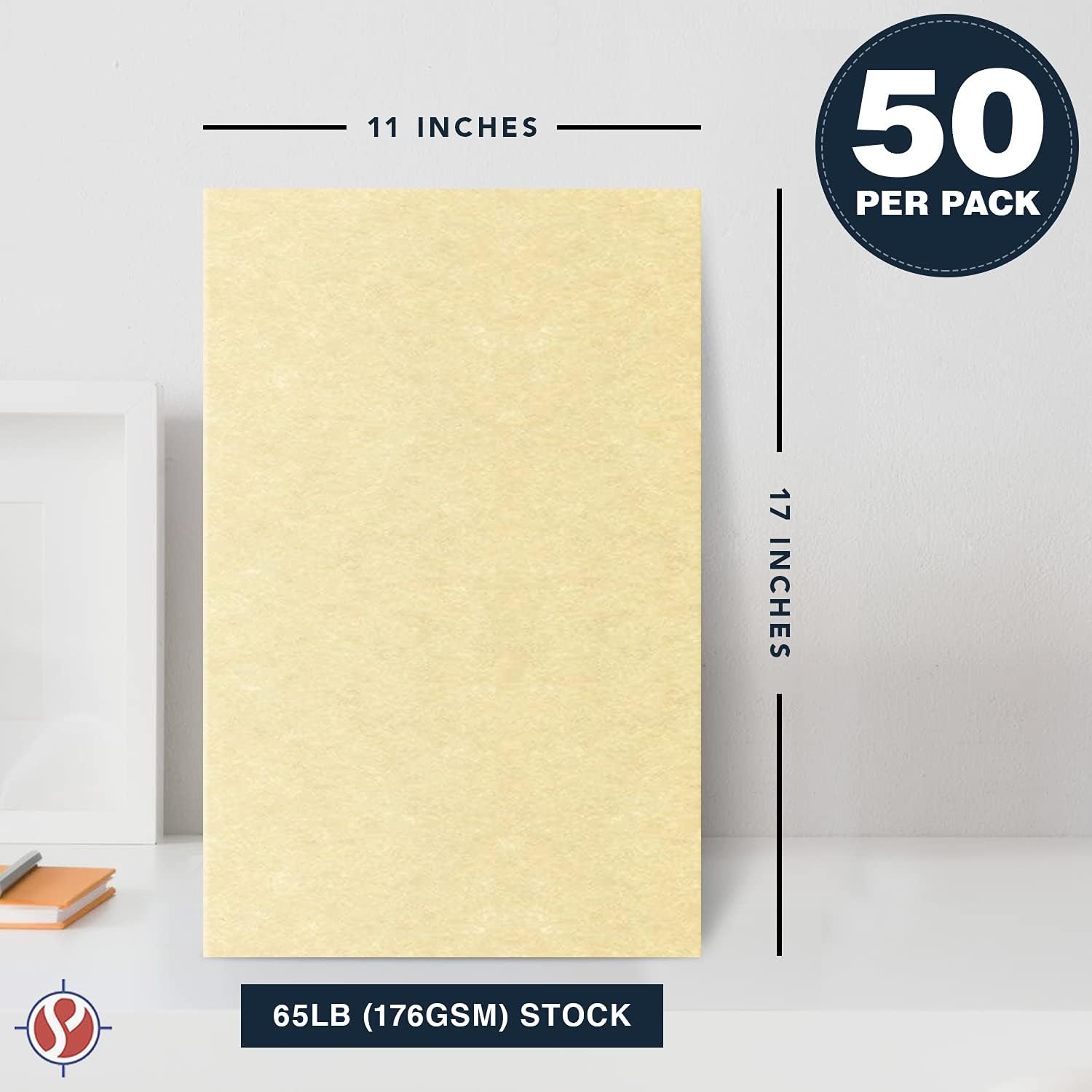 Ancient Gold Parchment Cardstock – Great for Certificates, Menus and Wedding Invitations | 65Lb Cover (176gsm) | 11 x 17” | 50 Sheets per Pack