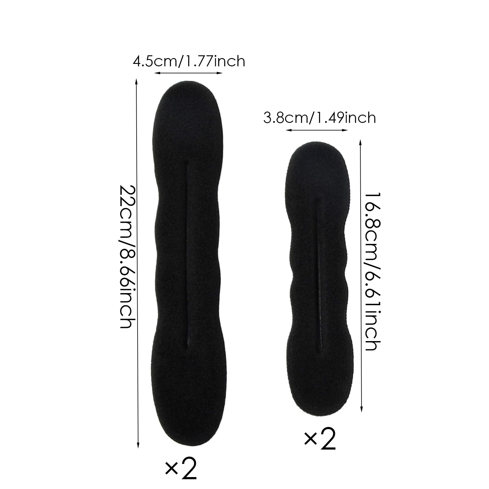 Pelo Moño Maker, Pinza de Esponja para Peinar el Cabello Donut Herramienta de Rosquilla de Giratoria, Herramientas de Peinado para Moños, 4 Piezas Moños Accesorios, 2 Grandes y 2 Pequeños (Negro)