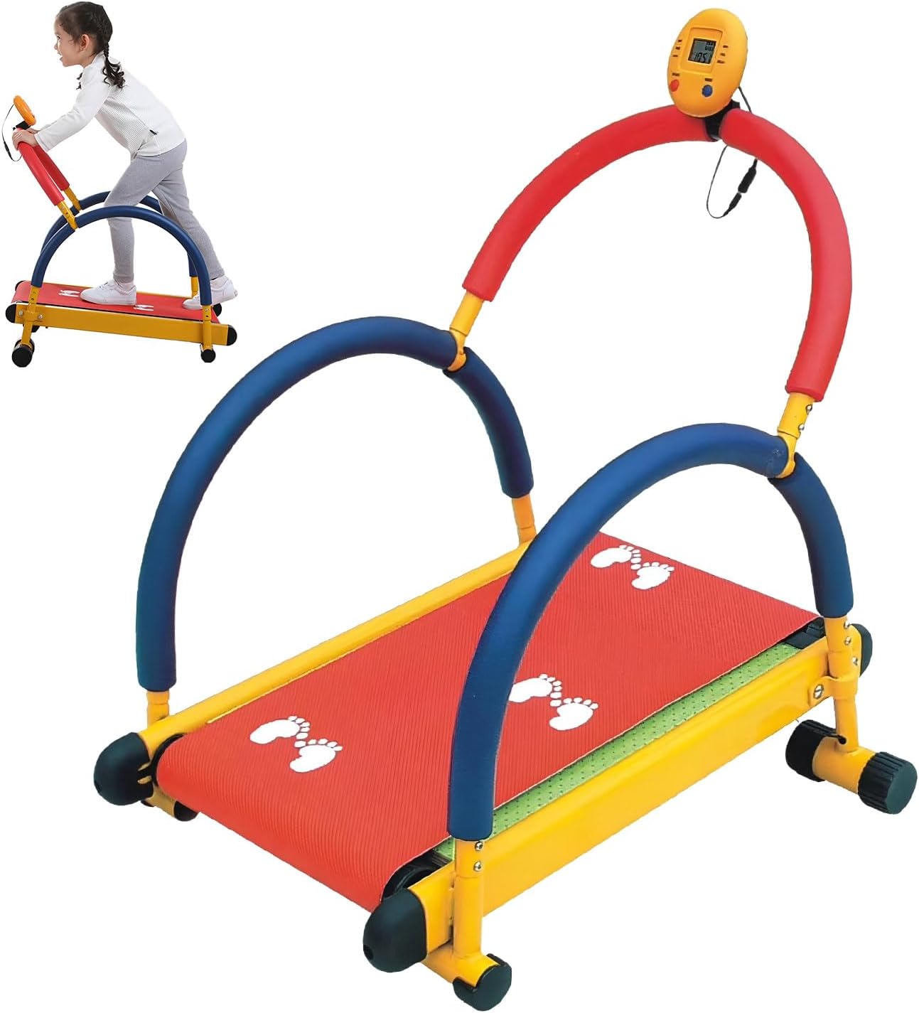 Kids Treadmill for Ages 3+, Incline Adjustable Walking Pad with LED Display & Handles, Compact Self-Propelled Exercise Equipment for Boys & Girls, Fun Fitness Gear