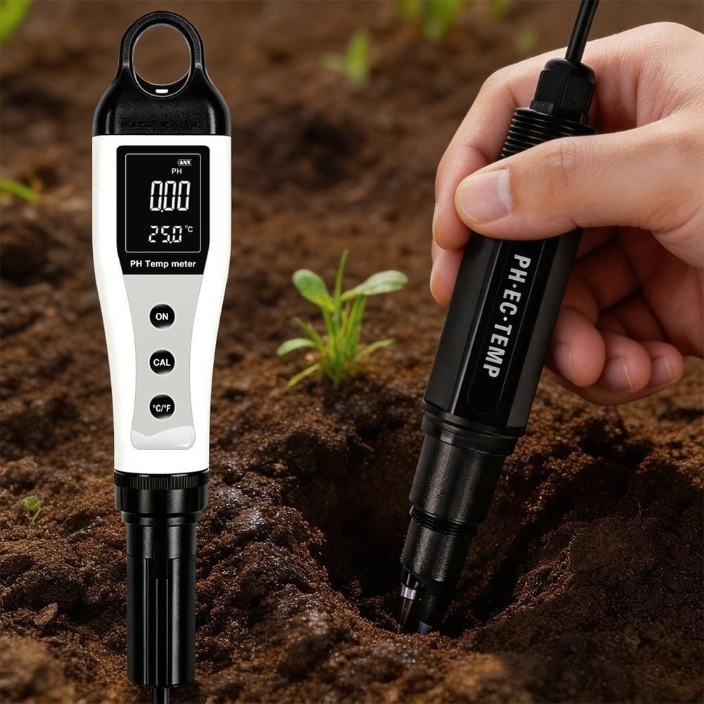 Tester di qualità dell'acqua 3 in 1 misuratore di temperatura pH penna digitale per acquario, piscina, laboratorio, idroponica, nero
