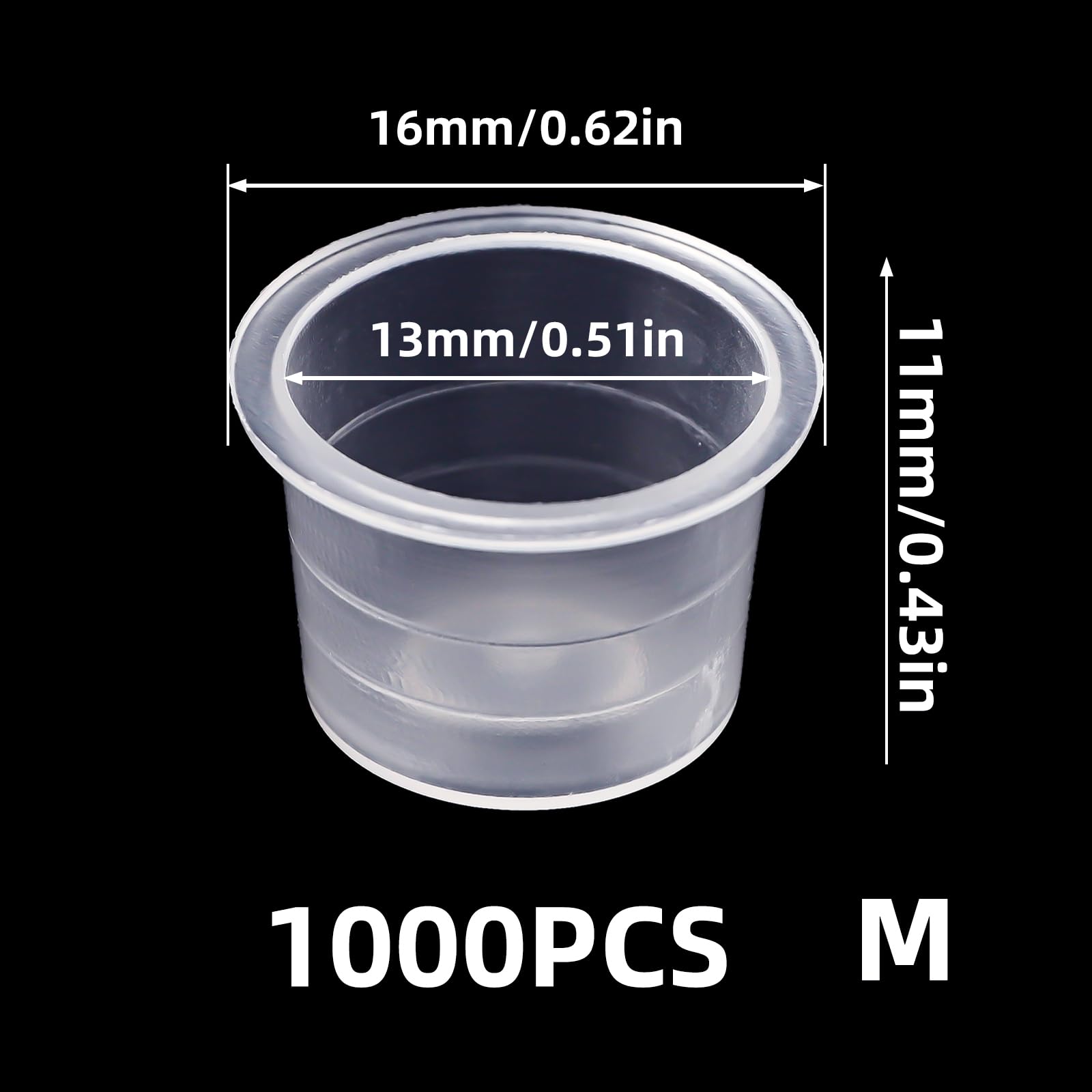 Tattoo Farbkappen Cups, 1000 Stück | 8mm Größe S | Einweg-Pigmentbehälter | Wasserdicht & Wiederverwendbar