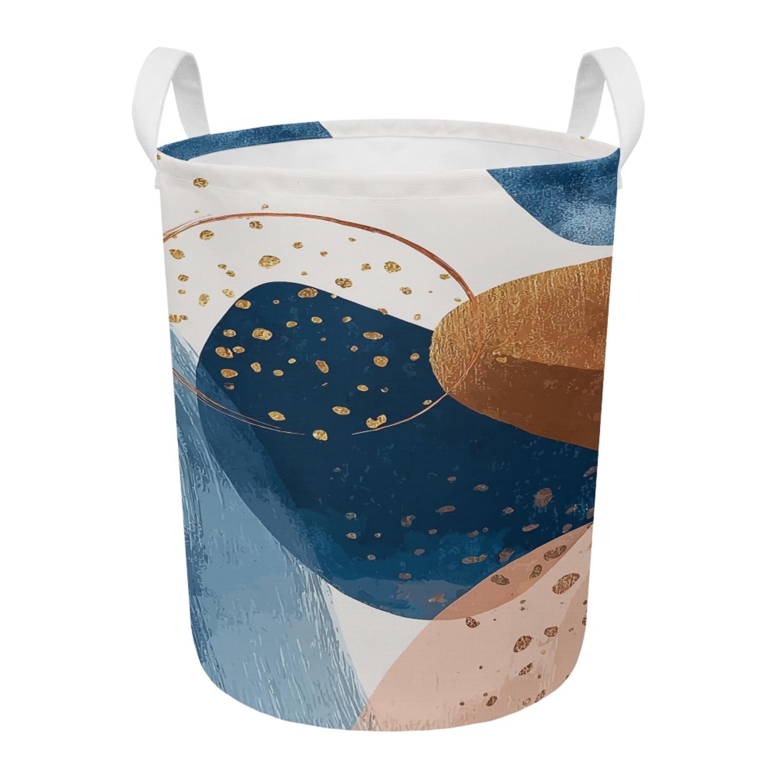 Corbeille à linge sale bleu et doré | Grand panier à rangement pliable