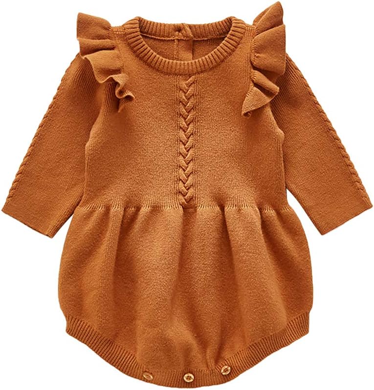 OBEEII Newborn Baby Girl Sweater Romper Infant Toddler Long Sleeve Knit Romper Sweater Jumpsuit Fall Winter Outfit
