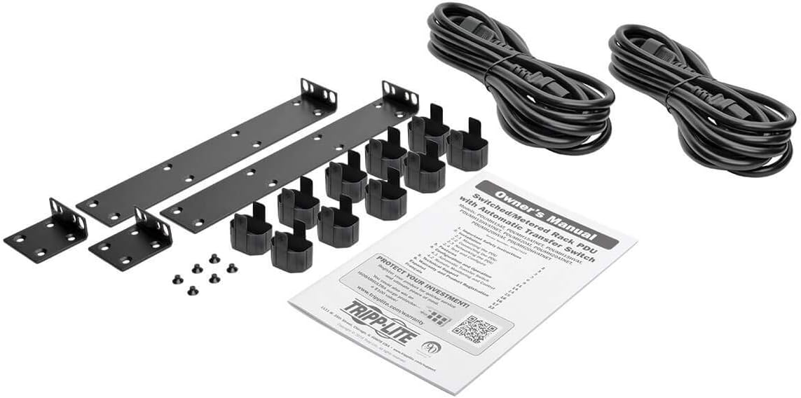 Tripp Lite Metered PDU with ATS, 2/2.4KW Single Phase, 200/240V, 10 Outlet (C13), 2 C14 Input, 3.6M Cords 1U Rack-Mount Power, TAA (PDUMH15HVAT)
