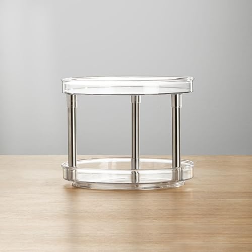 Miniatura 2 de mDesign Organizador de maquillaje Lazy Susan de 2 niveles, organizador de tocadiscos Lazy Susan de 9 pulgadas para encimera de baño, gabinete,