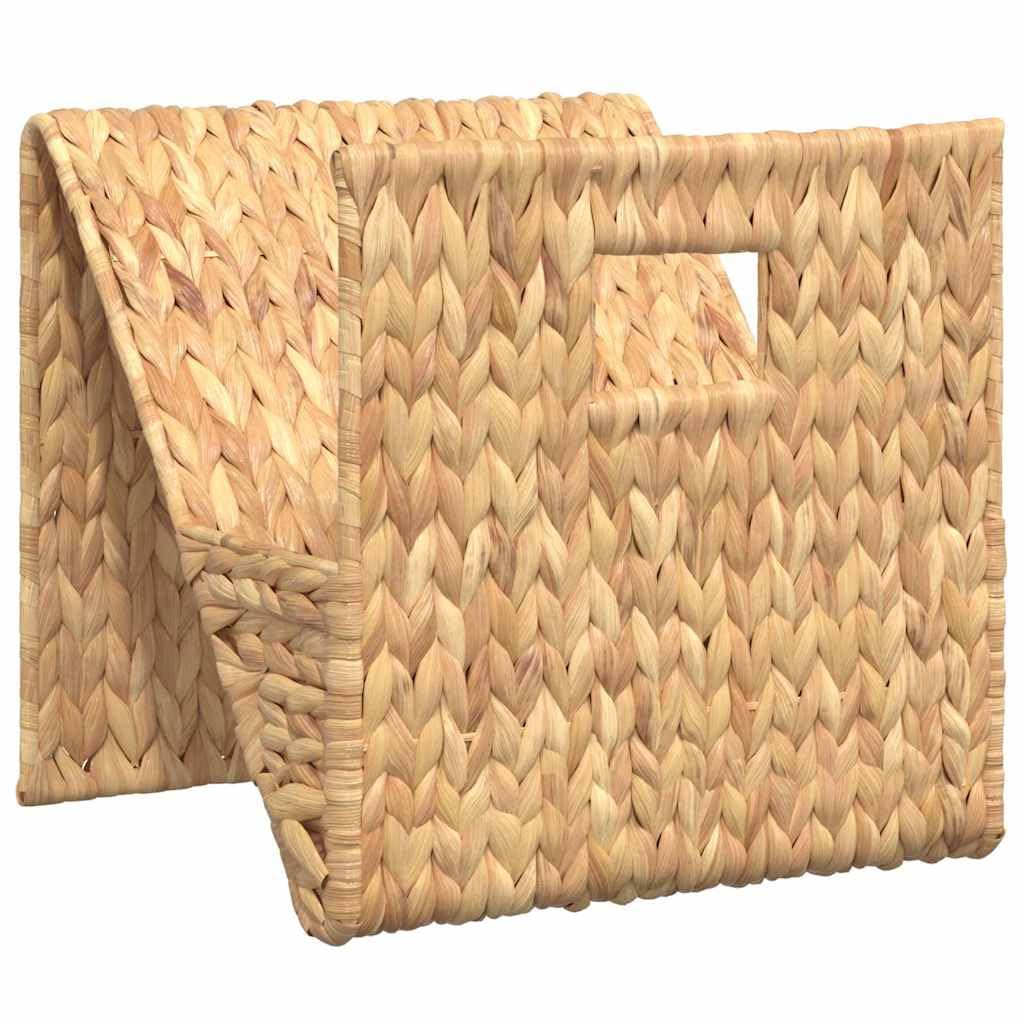 Stojak na czasopisma 31 x 31 x cm hiacynt wodny | Metalowa rama, zygzakowaty design, rustykalny styl tkany, już zmontowany