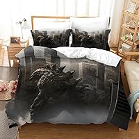 Vista 15 de Juego de funda de edredón para niños, tamaño individual, dinosaurio, funda de edredón 3D en negro y blanco para hombres, de microfibra, 1 pieza