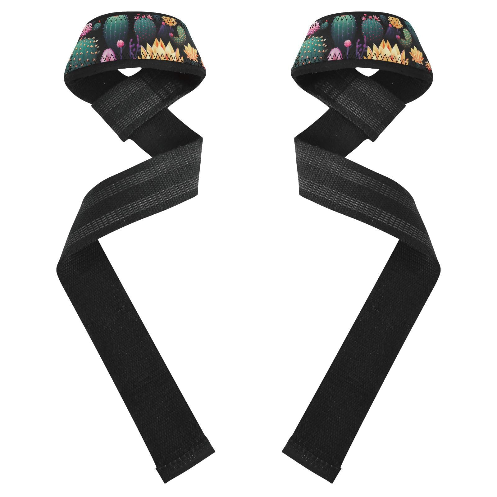 Nander Beautiful Cactus Wrist Straps for Weightlifting,Lifting Straps with Neoprene Cushioned Wrist Padded and Anti-Skid Silicone for Strength Training,Bodybuilding,Deadlifting