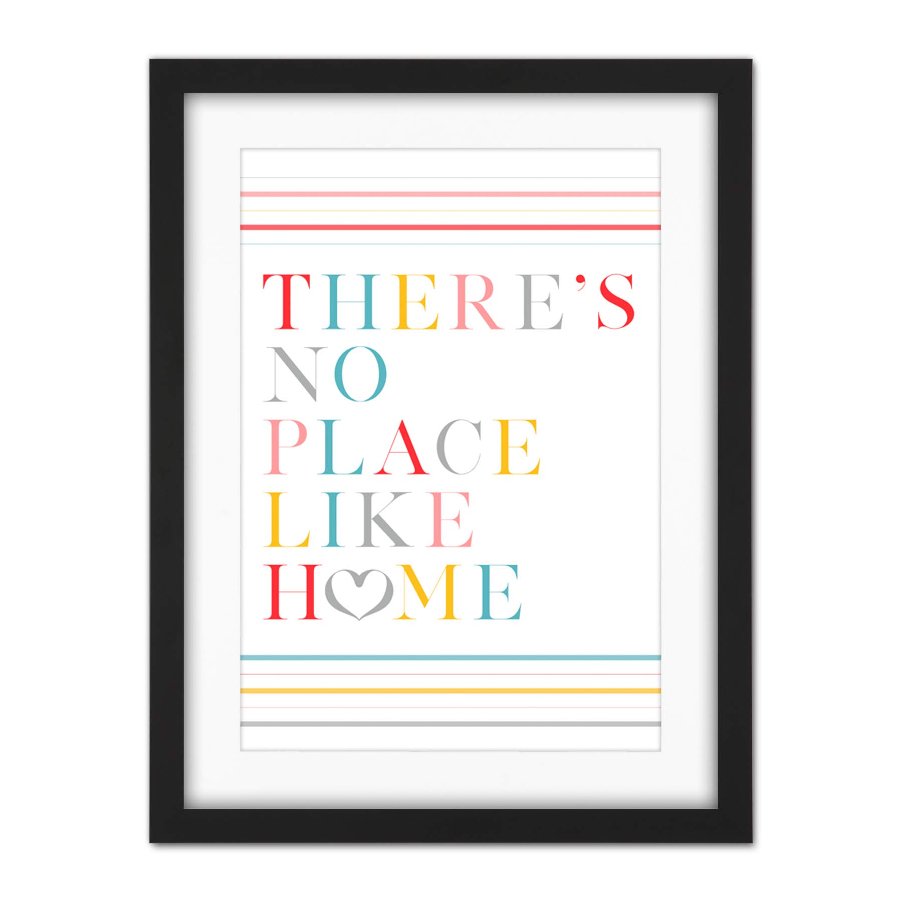 Wee Blue Coo No Place Like Home Love Heart Quote Artwork Framed Wall Art Print 18X24 Inch