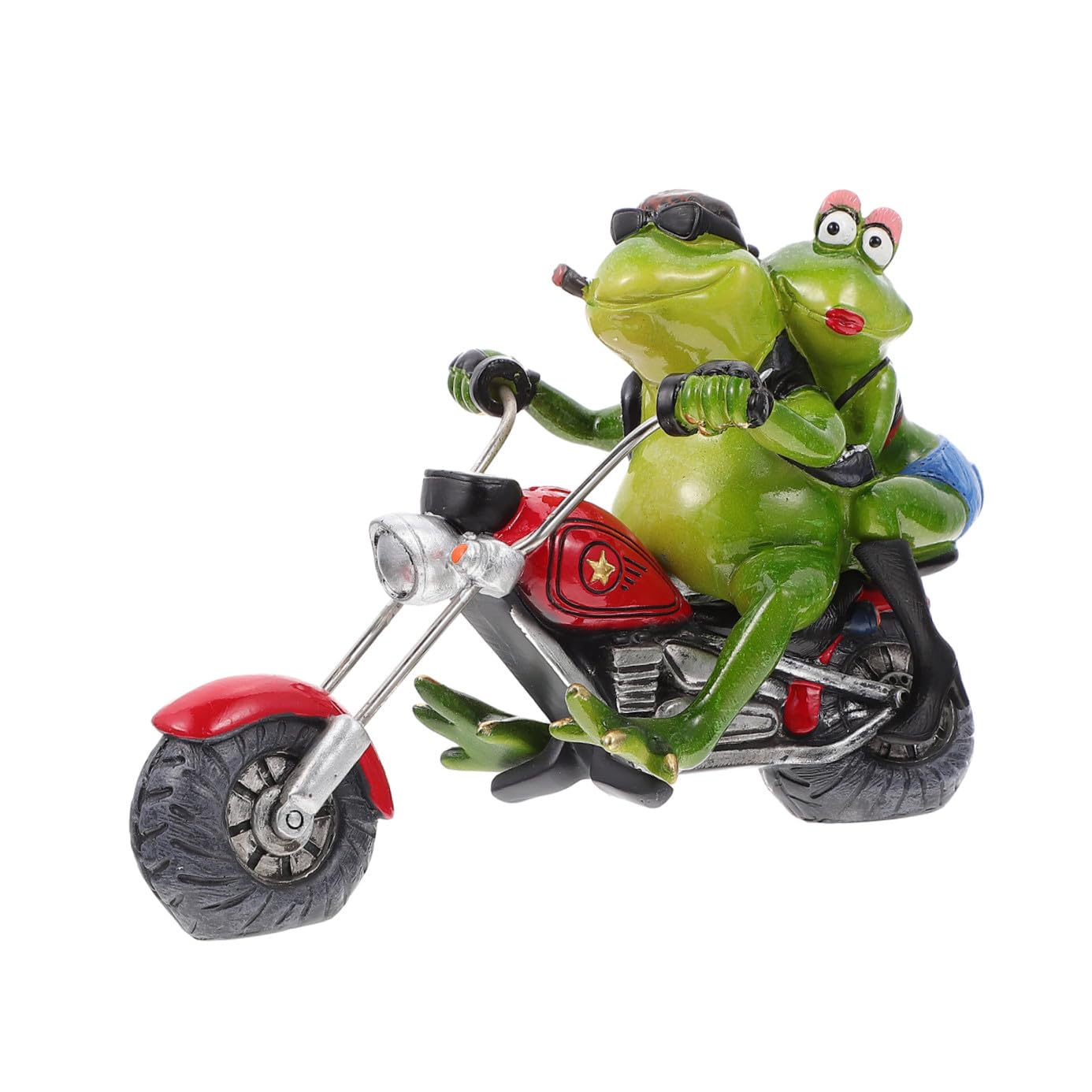 Ornement couple de grenouilles aux finitions artisanales en résine