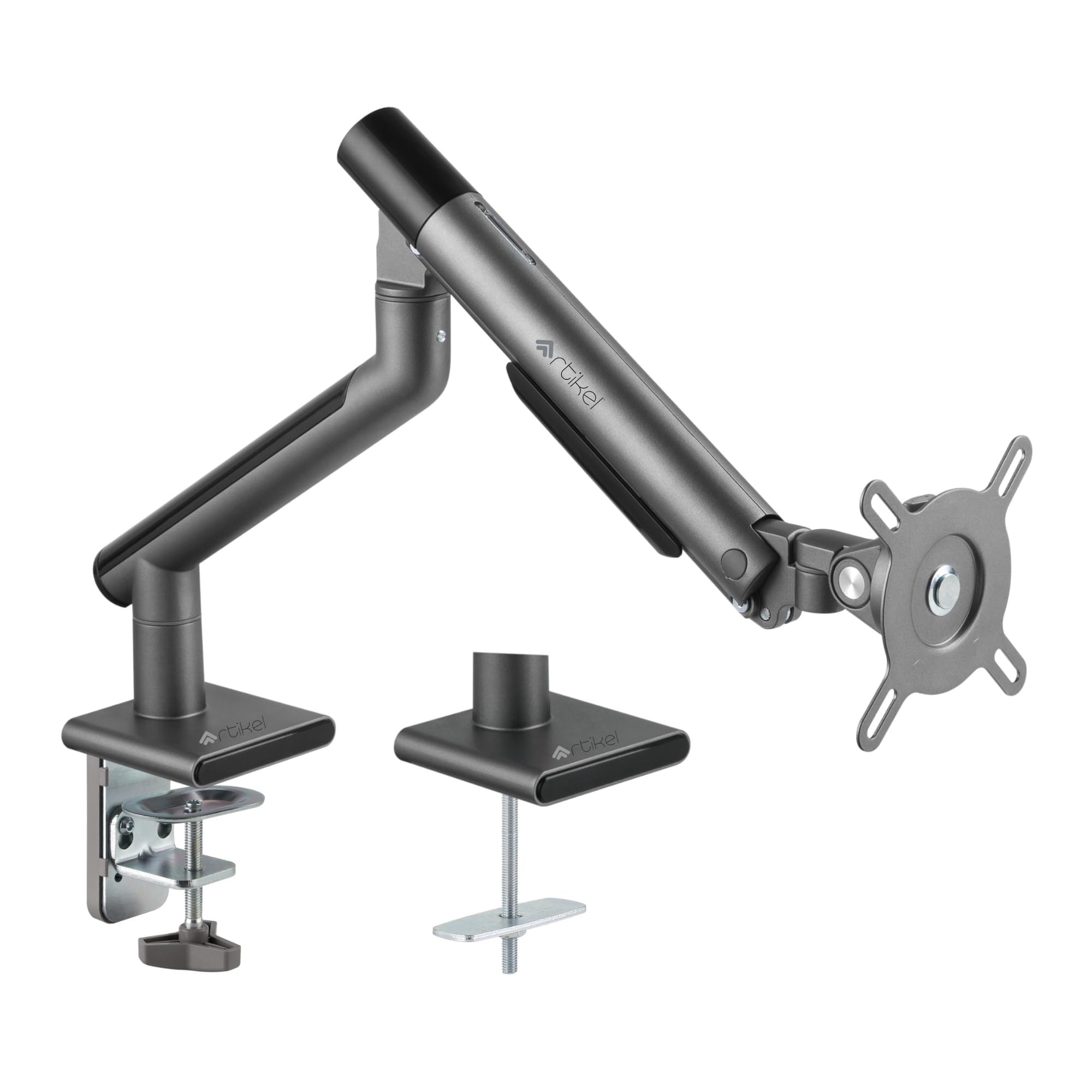 ARTIKEL Single Monitor Desk Mount | Adjustable Heavy Duty Monitor Arm | VESA Mount with C Clamp & Grommet Mounting Base | Computer Monitor Stand for Screen up to 32 inch | Table Mounted | Space Grey-image-46