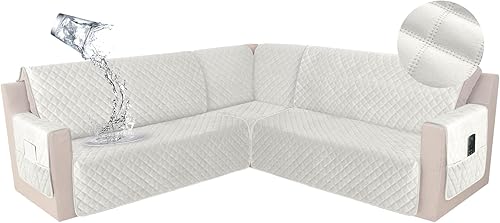Miniatura 18 de HDCAXKJ Funda impermeable para sofá modular esquinero, de terciopelo en forma de L, para mascotas y perros, suave, resistente, en forma de U, juego