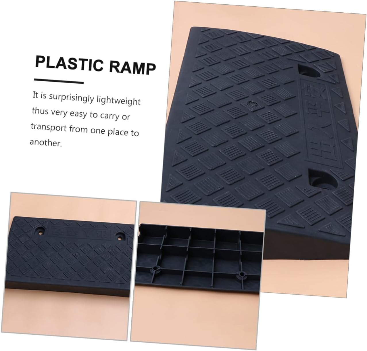 Car Plastic Curb Ramp 50x27x9cm Black Rubber Triangle Loading Ramp for Vehicle Thresholds Suitable for Cars, Motorcycles, Scooters, and Driveway Use