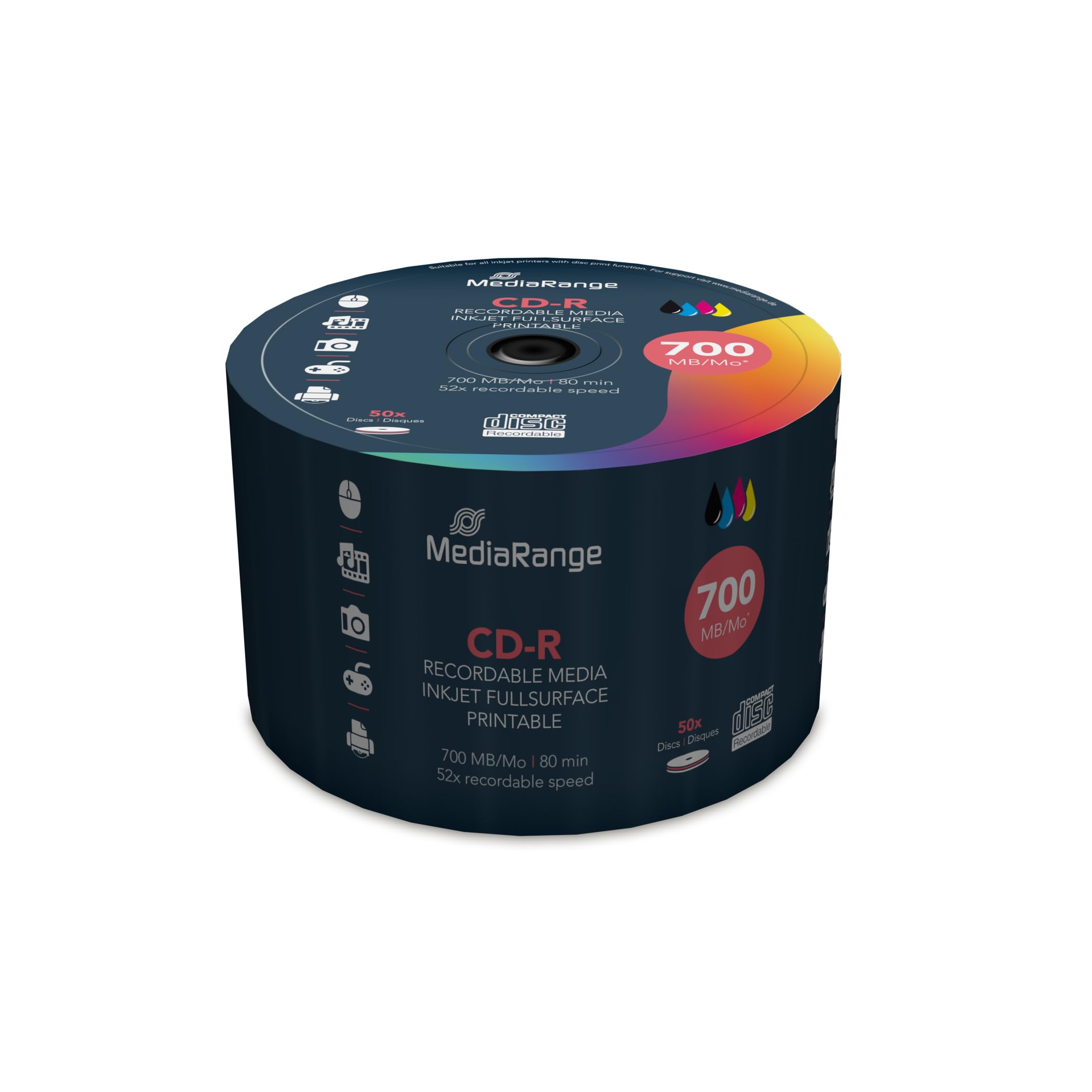 MediaRange CD-R 700MB, 80 Minuten, 52-fache Schreibgeschwindigkeit, 50er Pack