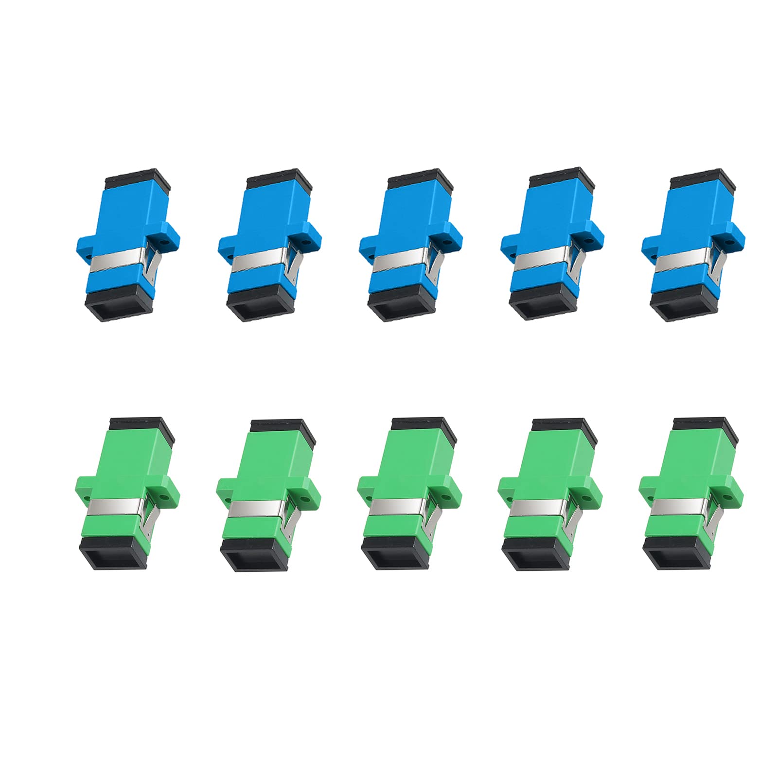 fyboptwu 10 pcs SC (SM) Fiber Optical Coupler Adapter Included 5 pcs UPC SC Simplex Single Mode Connector & 5 pcs APC SC Simplex Singlemode Connector