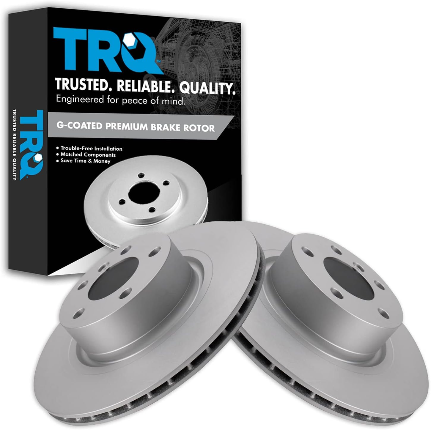 TRQ Rear Brake Rotors Set Vented Premium G-Coated Compatible with 2011-2017 BMW X3 2015-2018 X4