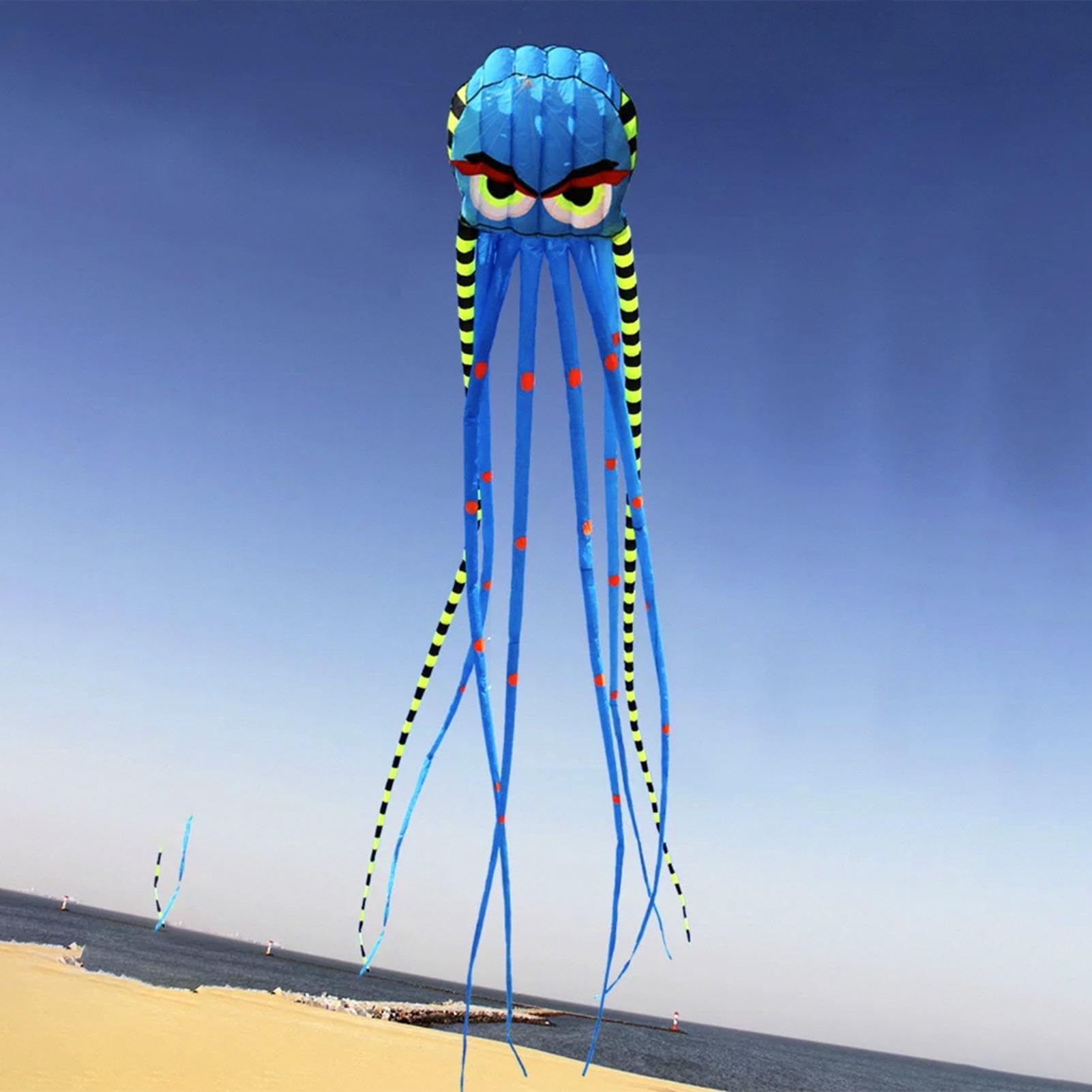 Cometa gigante | Juguetes de viento en forma de pulpo de 26 pies | Cometa grande | para vacaciones de verano familiares, cumpleaños, adultos, fiesta al aire libre en el patio trasero