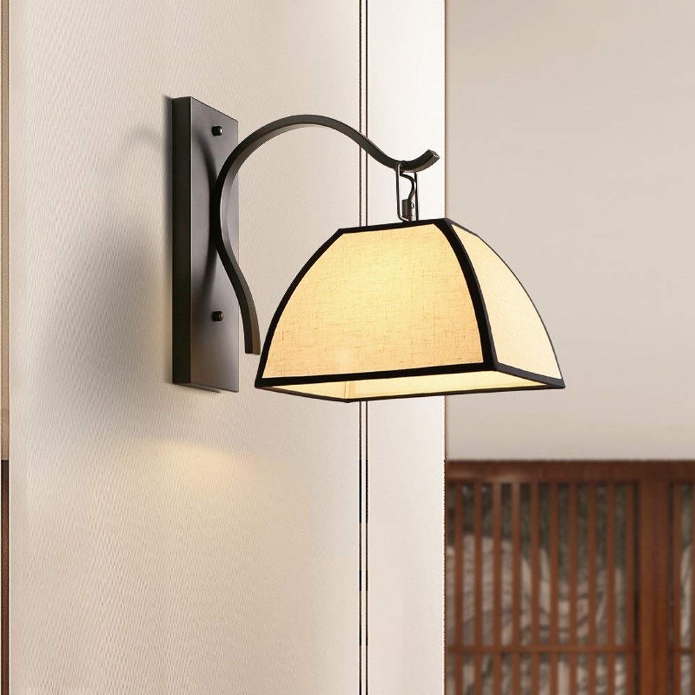 SXSCARKX Modern Style Wall Lamp LED Lights Creative Light American Country Background Sconce Fabric Lantern Wrought Iron Bedroom Bedside Balcony Aisle Staircase Corridor Needed