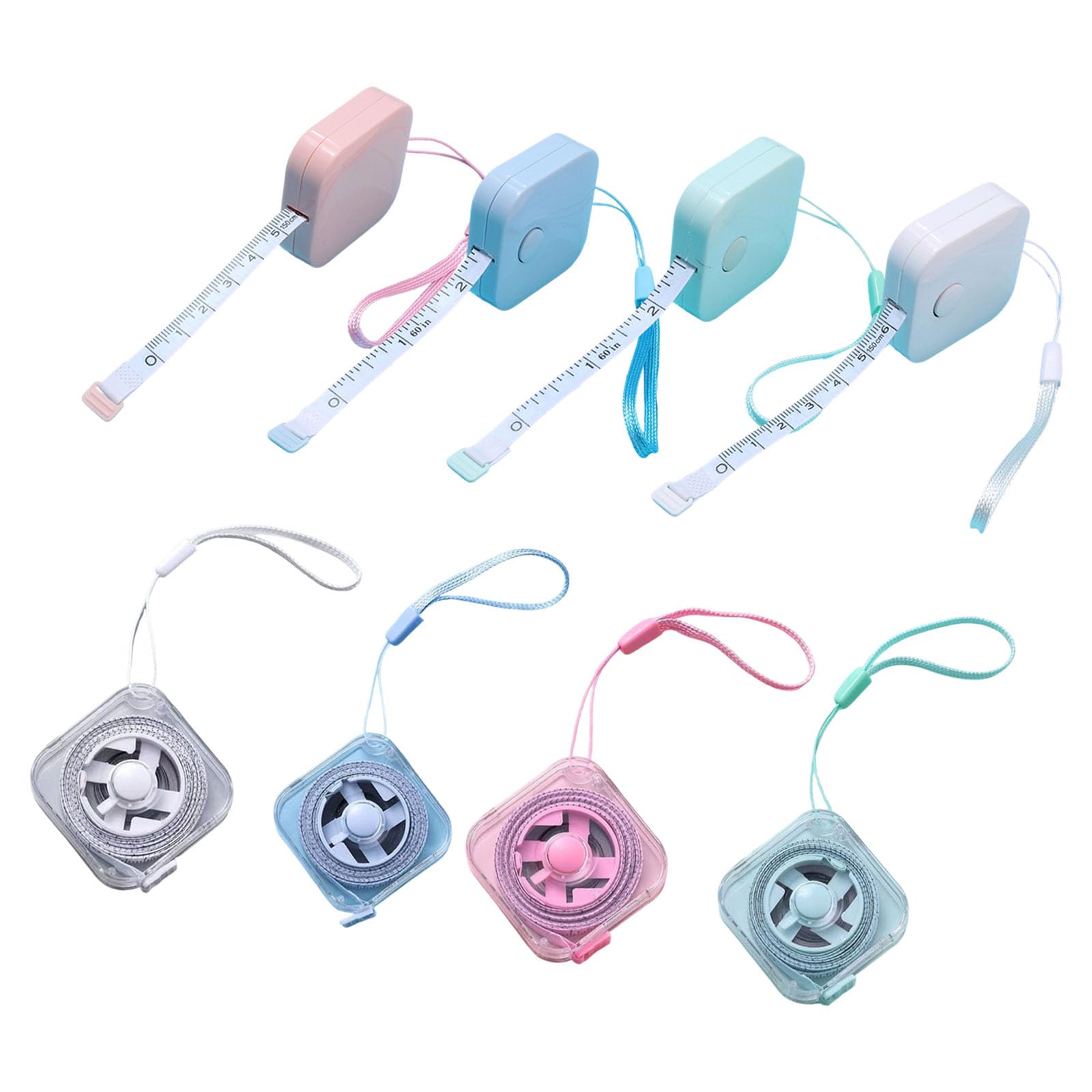Whoasyst 8Pcs Soft Tape Measure Square Shape Retractable Sewing Measuring Tape Ruler for Dressmaking Tailoring Body Measurement Retractile King