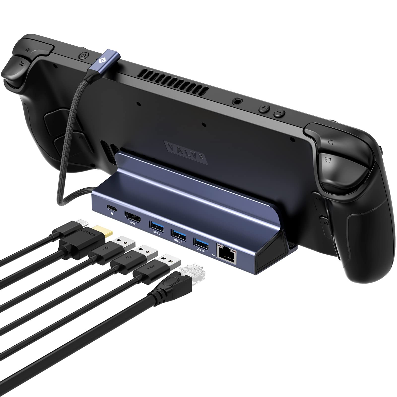 NOVOO 6-in-1 Docking Station per Steam Deck, con HDMI 2.0 4K@60Hz, Ethernet 1Gbps, 3 Porte USB A 3.0, Ricarica USB C PD 100W, Compatibile con Valve Steam Deck
