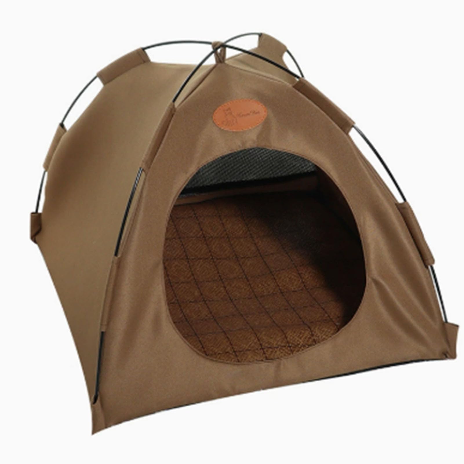 AMONIDA Tenda per Gatti, Letto Accogliente Dal Design Traspirante e Portatile per Uso Interno Ed Esterno, Materiale in Tela (Caffè con Mat)