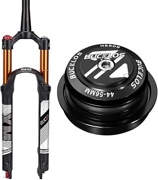 BUCKLOS 29inch MTB QR Tapered Crown Air Damping Suspesion Fork & 44-56mm Black Headset