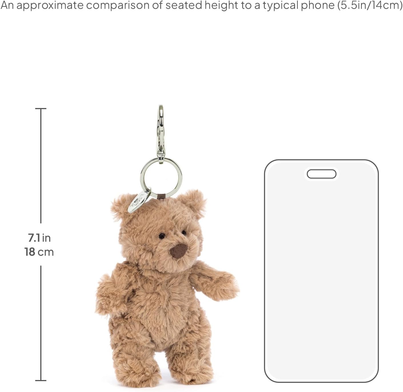 Jellycat Bartholomew Bear Bag Charm, 4.5 inches - Teddy Bear Plush Keychain - Great Gift Idea - Image 5