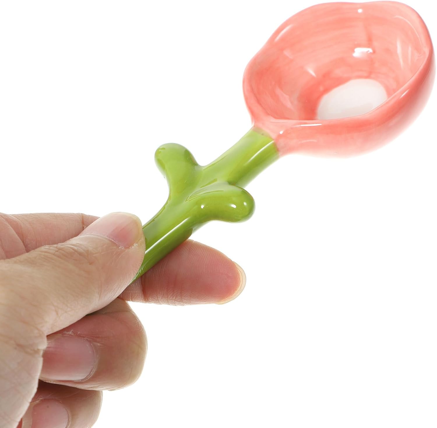 Ceramic Flower Measuring Spoons Set with Holder 4pcs Baking Measuring Spoons for Kitchen Food-grade Ceramic Flower Shape for Baking and Cooking
