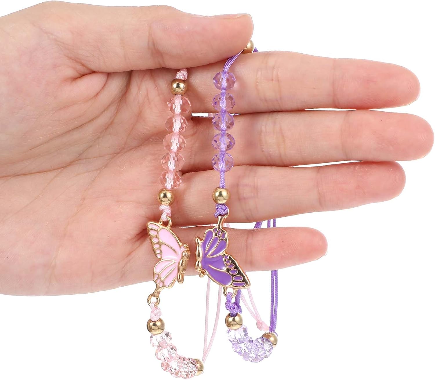 simarro 2pcs Matching Bracelets, Butterfly Friendship Bracelets Adjustable Strand Best Friends Bracelet, Handmade Charm Couples Jewelry Gifts for Women Couples Friend