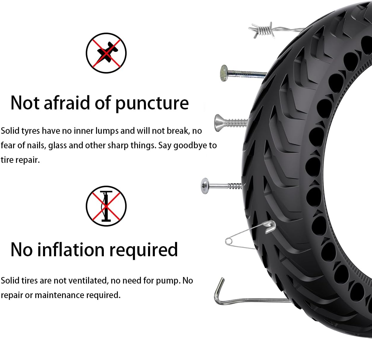 2pcs 8 1/2 x2 Solid Tires,50/75-6.1 Scooter Tire, Replacement Wheel Compatible with All 8.5inch Scooter Tires