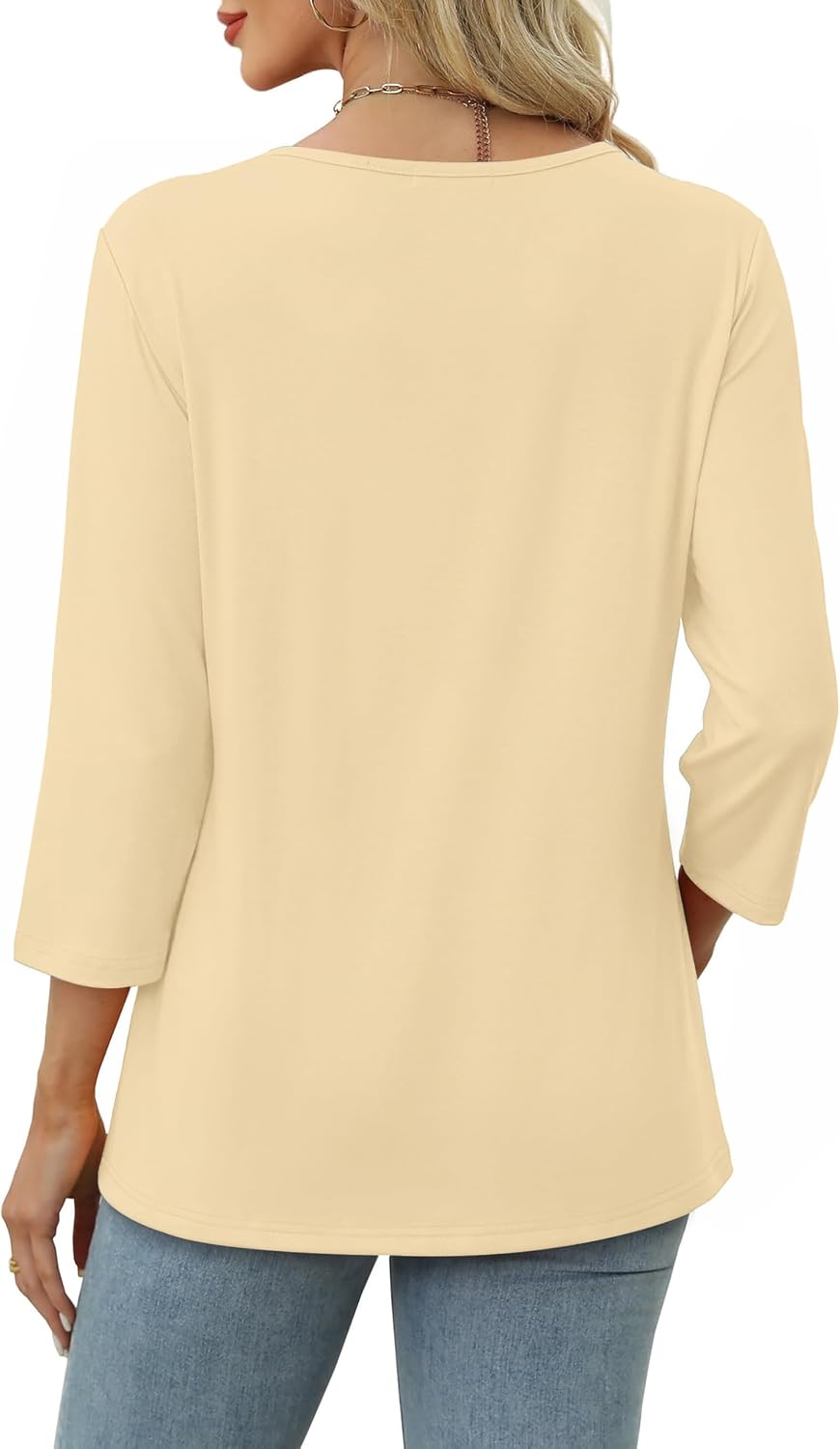 WIHOLL Womens 3/4 Length Sleeve Tops Crewneck Graphic Tees Casual Tunic Tops to Wear with Leggings Fashion Clothing Outfits