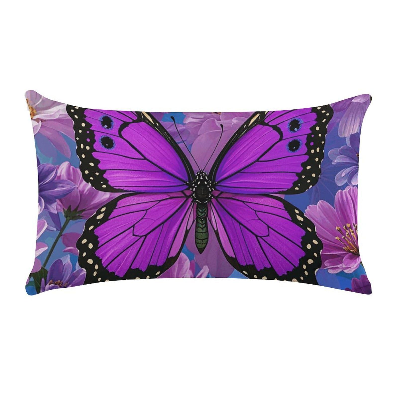 Beautiful Purple Butterfly Art Pillow Cases for Sofa, Super Soft Plush Pillow Cover with Zipper, Luxury Cozy Pillow Shams for All Seasons, Lightweight Pillowcases for Bedroom, 12" X 20"