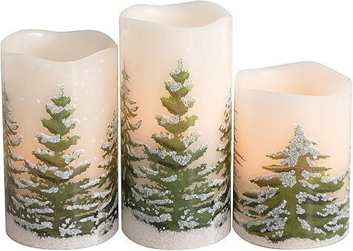 Miniatura 8 de Eldnacele Velas parpadeantes sin llama Green Tree Christmas Deco con temporizadores automáticos diarios, velas LED que funcionan con pilas, paquete