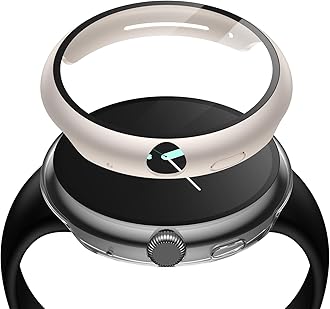 Misxi 2 Pack Hard PC Case with Screen Protector for Pixel Watch 2 (2023) / Pixel Watch 41mm, High Sensitivity Anti-Fall Cover, 1 Starlight + 1 Transparent