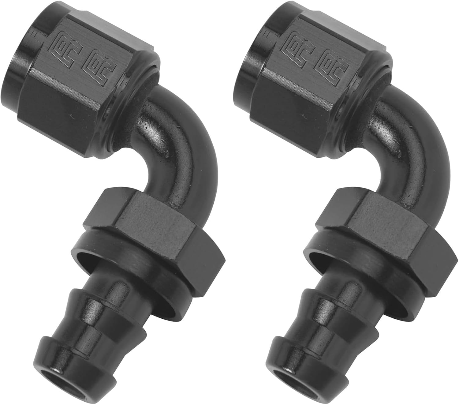 Edelbrock 624163 Hose End Twist Lok 90 Deg -6 Blk Anodized (Pack of 2)