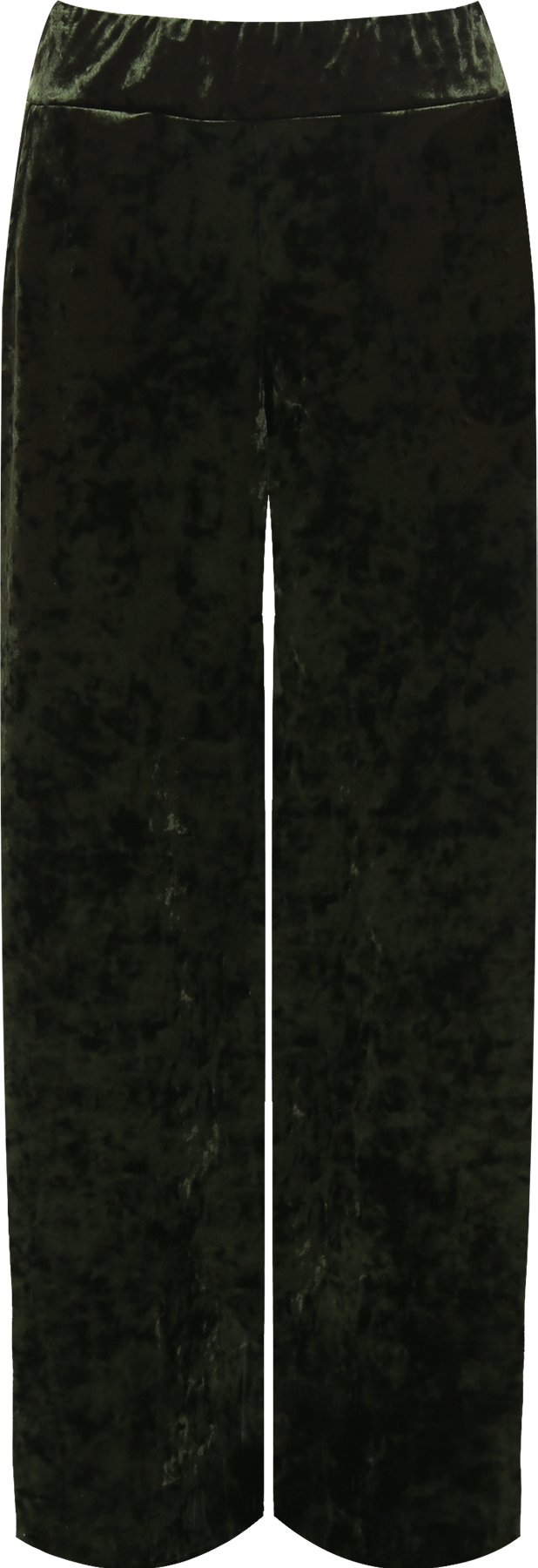 WearAll Women's Plus Velour Velvet Wide Flared Leg Pocket Pants Ladies Palazzo Trousers - Green - 20-22