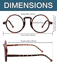 Vista 45 de BLUELESS Vintage Round Reading Glasses Professor Readers (Brown Tortoise, +0.50)