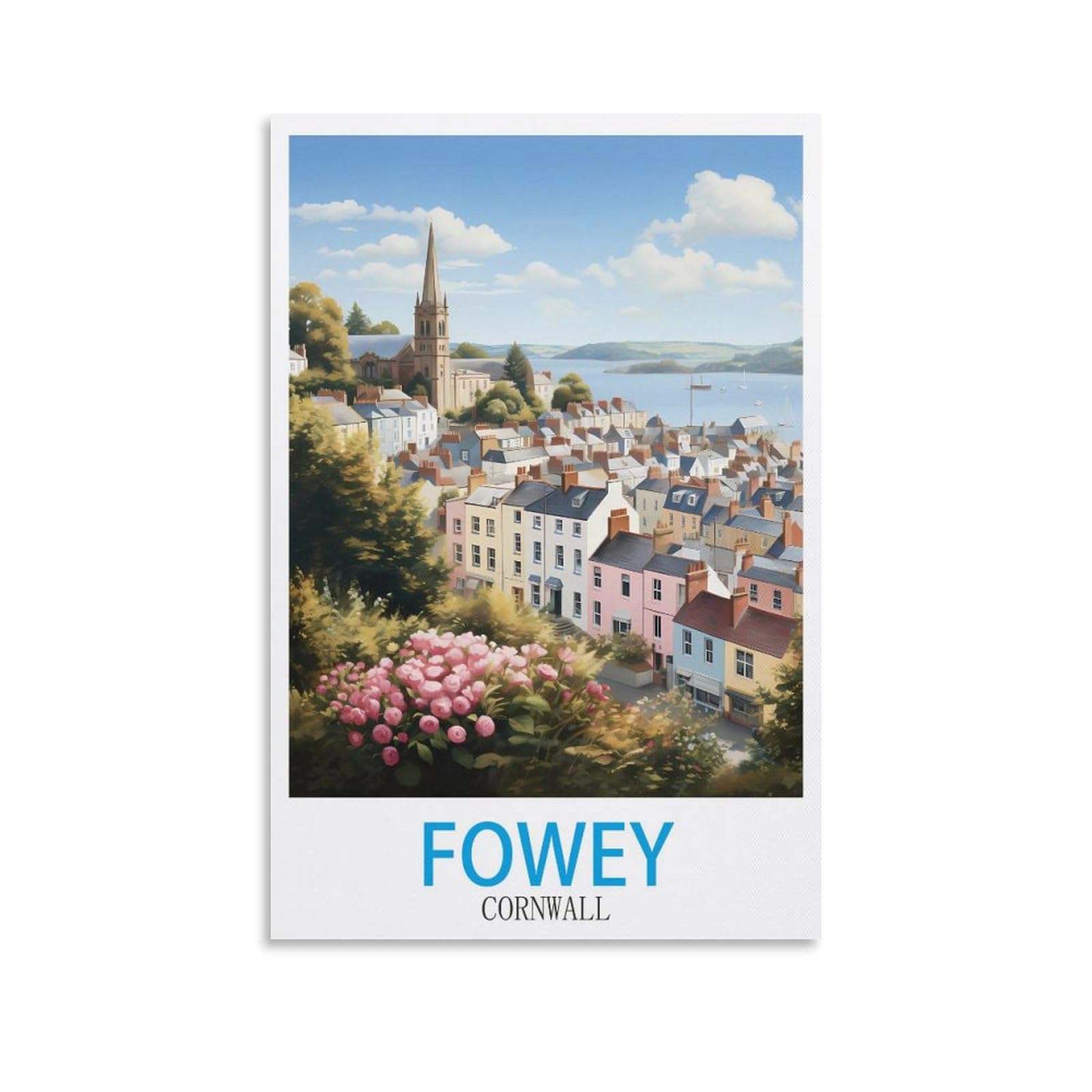 ZBBGGOZ Fowey Cornwall Vintage Travel Poster 08x12inch(20x30cm) Canvas Wall Posters And Art Picture Print Modern Family Bedroom Decor