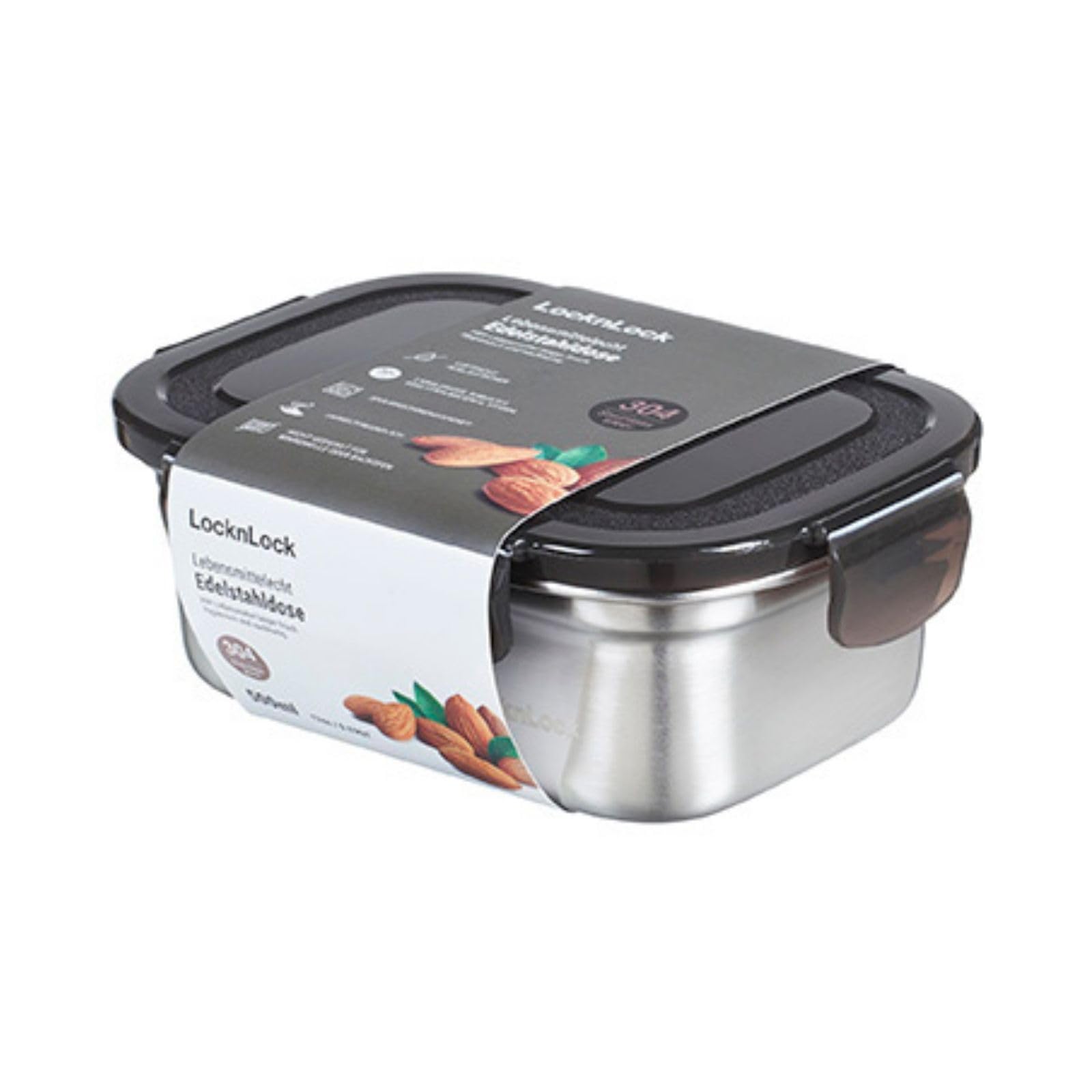 LocknLock Edelstahl Vorratsdose mit Deckel, 500 ml 155 × 120 × 58 mm , BPA-Frei, Spülmaschinengeeignet, Gefriertruhengeeignet bis -20°C, Edelstahl Aufbewahrungsbox mit Deckel