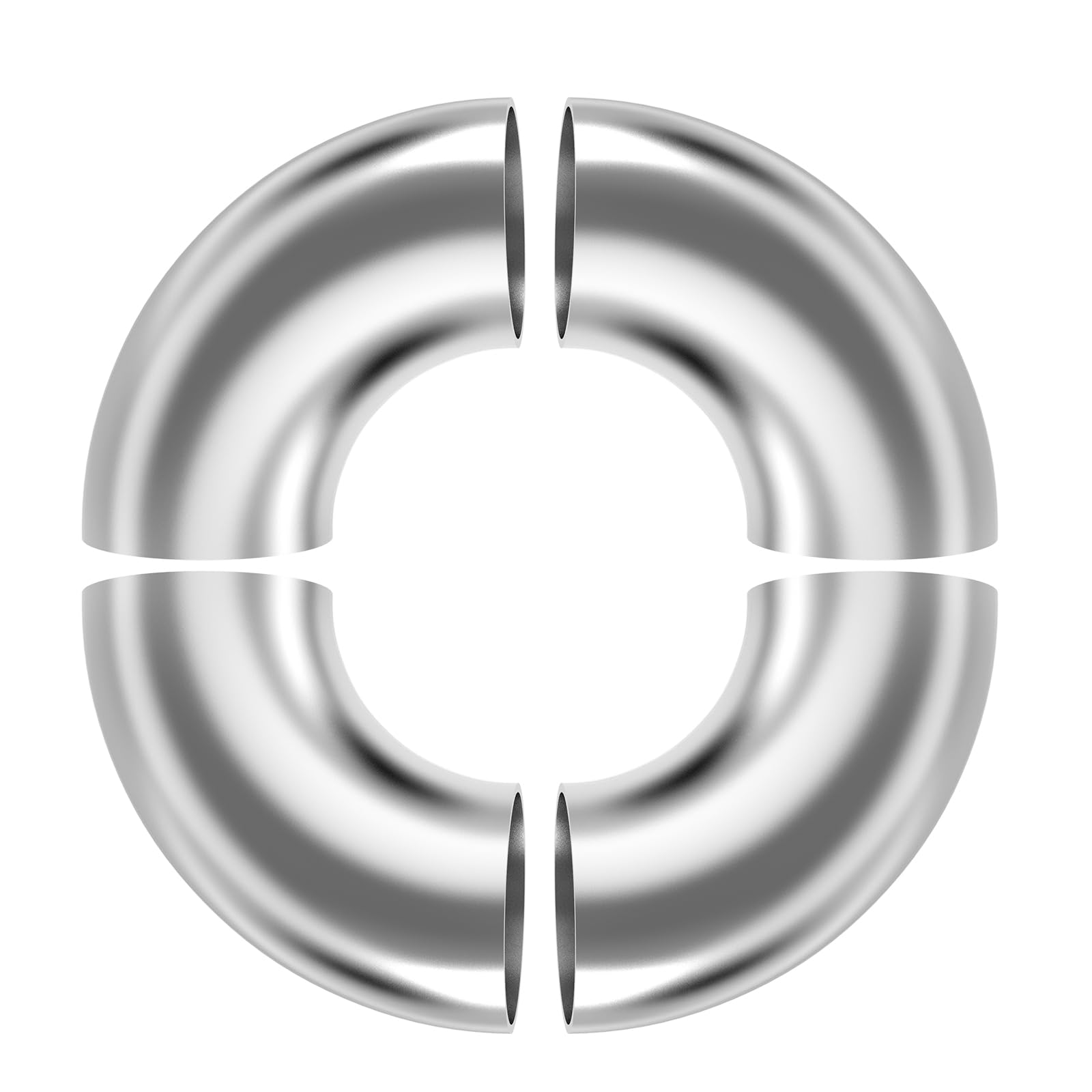 4 pezzi arco in acciaio inox 90 gradi 63 mm OD tubo di scarico arco per collettore di scarico automobilistico, corrimano per scale, sistema di scarico