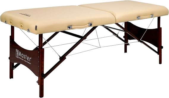 Master Massage 71cm Paradise Portable Massage Table-Massage Couch Folding Spa Bed-Foldable Beauty Facial Lash Tattoo Bed for Salon Use, Lightweight Wooden Massage Bed for mobile massage (Cream)